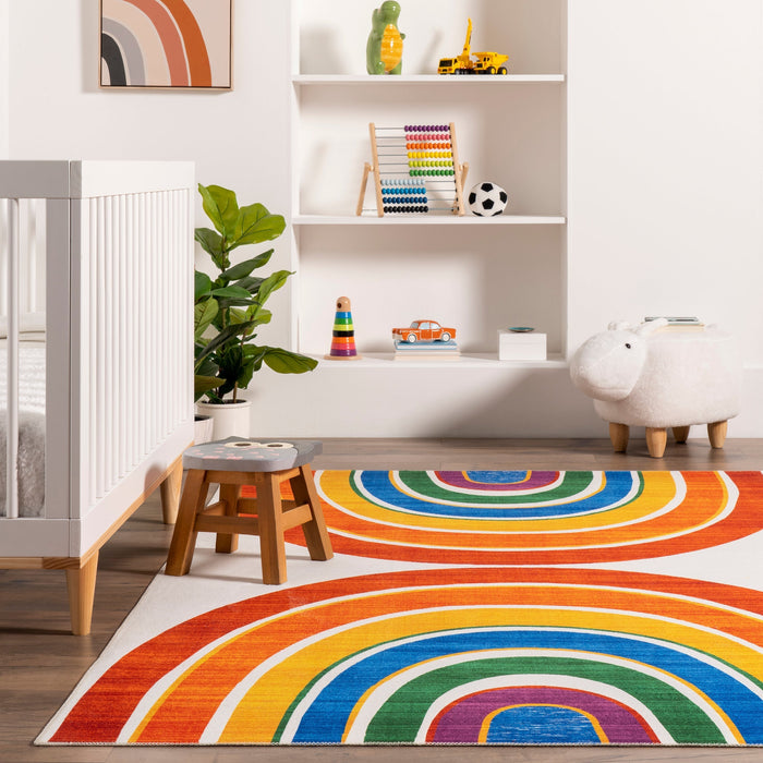 Tappeto lavabile per bambini doppio arcobaleno 120 cm x 170 cm