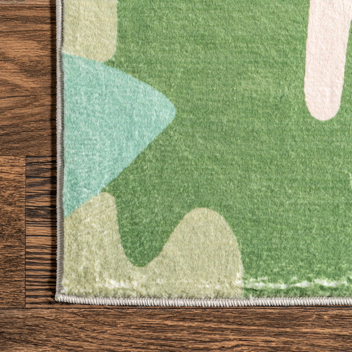 Kids Washable Jungle Tiger Rug 100x150 cm Green