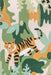 Kids Washable Jungle Tiger Rug 100x150 cm Green
