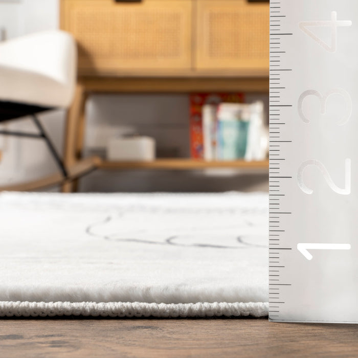 Kids Washable Light Grey Lion Stenciled Rug 120x170 cm