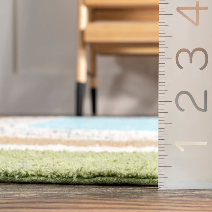 Kids Washable Rug Moss Green Rainbow Design 120x180 cm