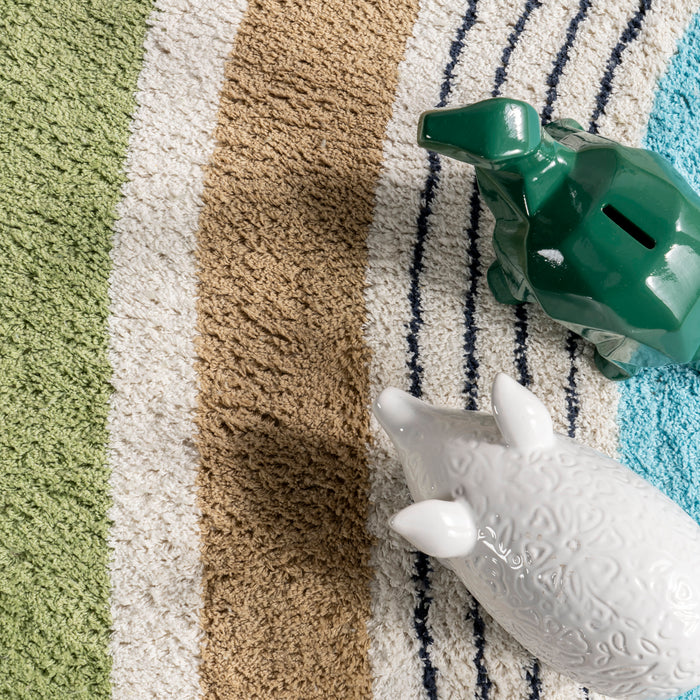 Kids Washable Rug Moss Green Rainbow Design 120x180 cm