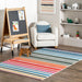 Kids Washable Striped Area Rug in Multicolor for Nursery