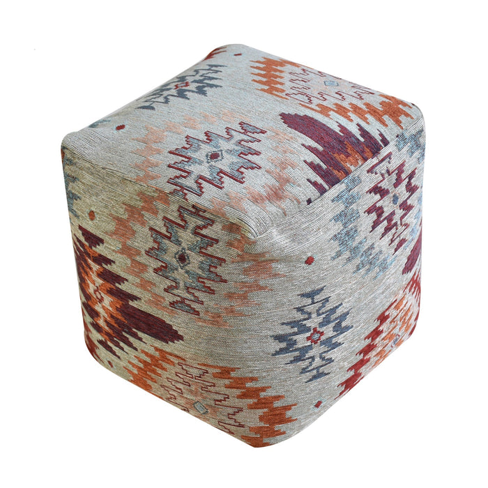 Kilim Design Pouf in Acrylic and Polyester Fabric