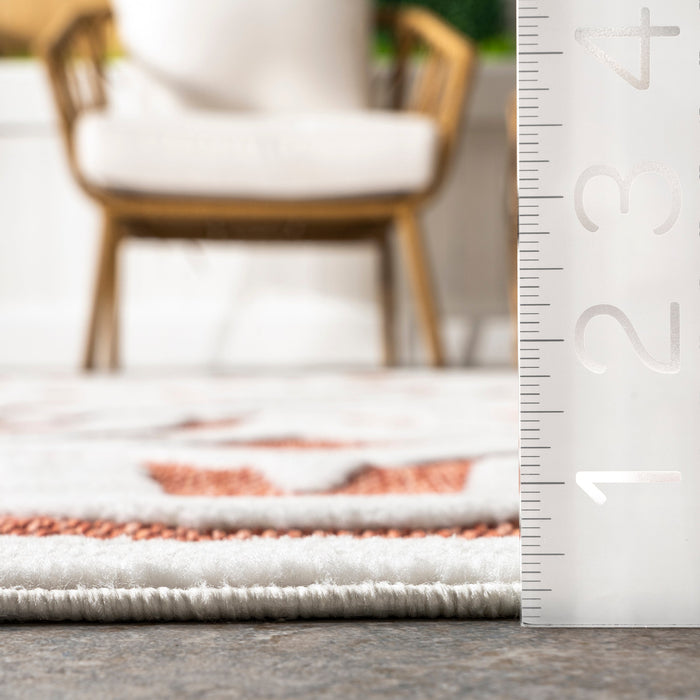 Kitti Retro Waves Rug for Indoor and Outdoor Use in Brick