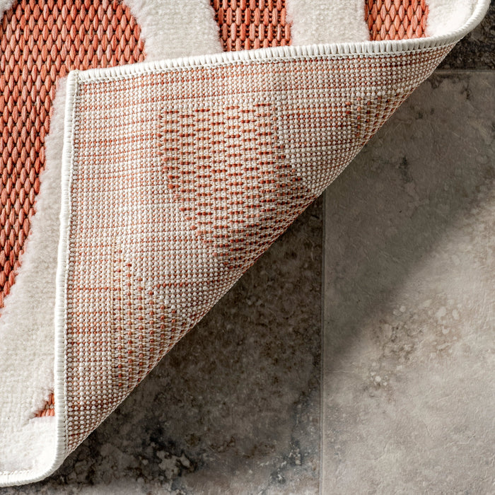 Kitti Retro Waves Rug for Indoor and Outdoor Use in Brick