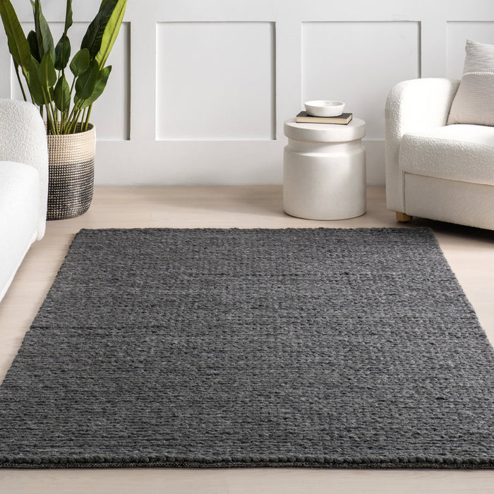 Knit Wool Area Rug 150cm Charcoal Color