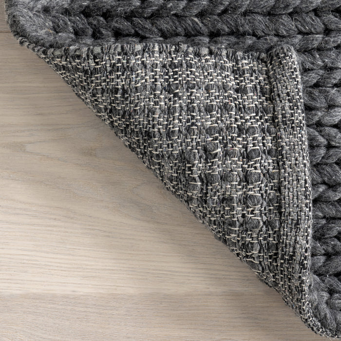 Knit Wool Area Rug 150cm Charcoal Color
