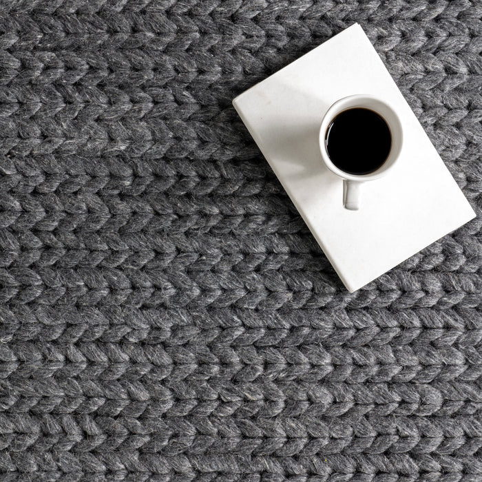 Knit Wool Area Rug 150cm Charcoal Color
