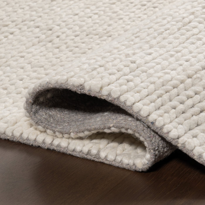 Knit Wool Area Rug 60 x 90 cm Off White