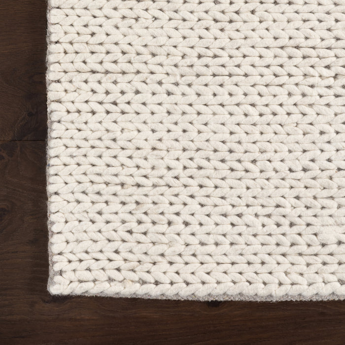 Knit Wool Area Rug 60 x 90 cm Off White