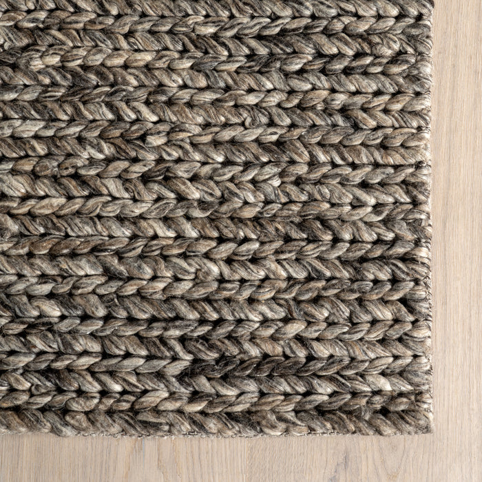 Knit Wool Area Rug in Grey 160 cm x 230 cm
