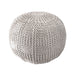 Knitted Cotton Basketweave Pouf 50 cm Ivory