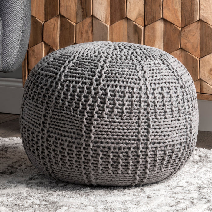 Knitted Cotton Pouf For Extra Seating And Decor