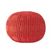 Knitted Cotton Pouf in Orange for Home Seating and Decor