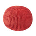 Knitted Cotton Pouf in Orange for Home Seating and Decor