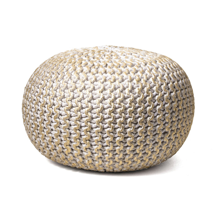 Knitted Gold Pouf Accent Furniture for Living Room