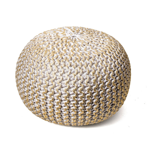 Knitted Gold Pouf Accent Furniture for Living Room