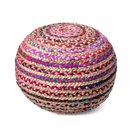 Knitted Multicolor Pouf for Living Room and Bedroom