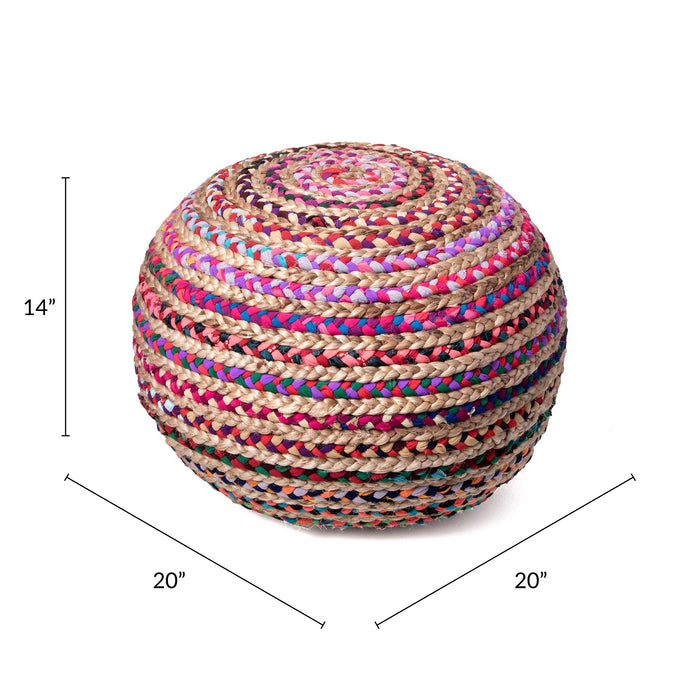 Knitted Multicolor Pouf for Living Room and Bedroom