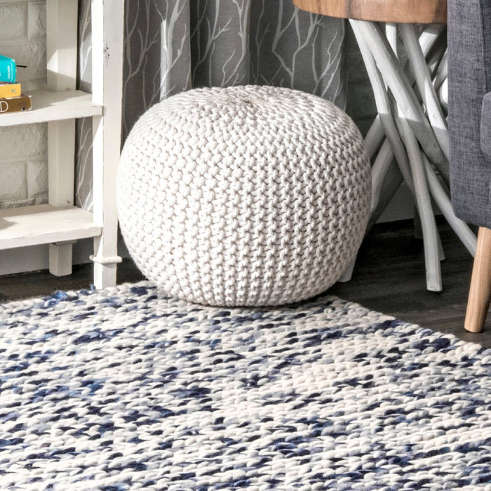 Knitted Pouf Ottoman for Living Room and Bedroom 50cm