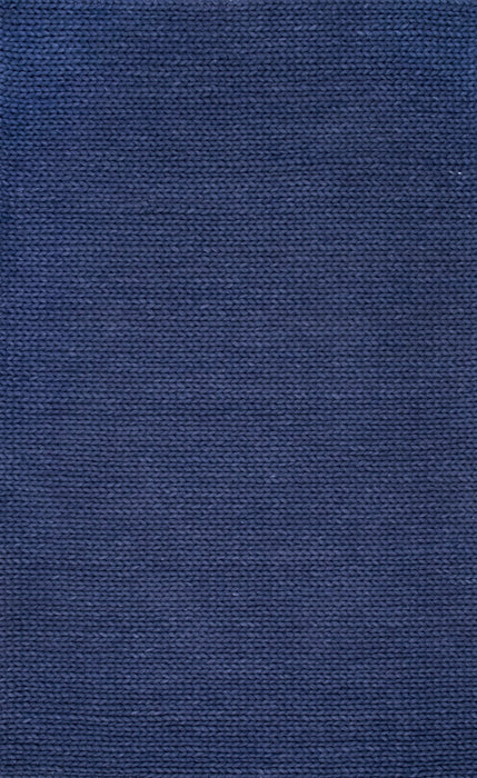 Knitted Wool Area Rug Navy 150x240 cm