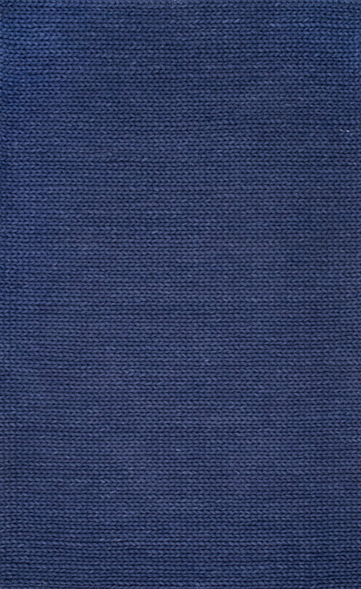 Knitted Wool Area Rug Navy 150x240 cm