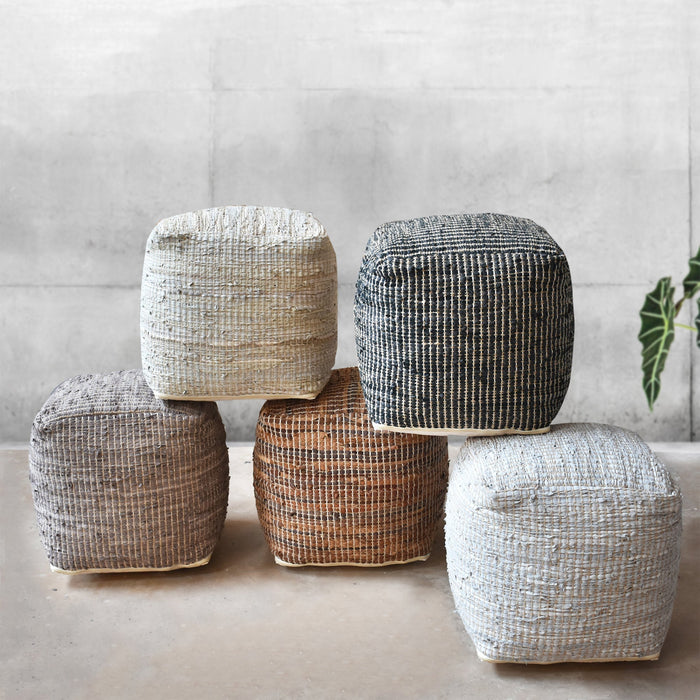 Konya Leather Pouf με γέμιση κάνναβης για διακόσμηση Home 