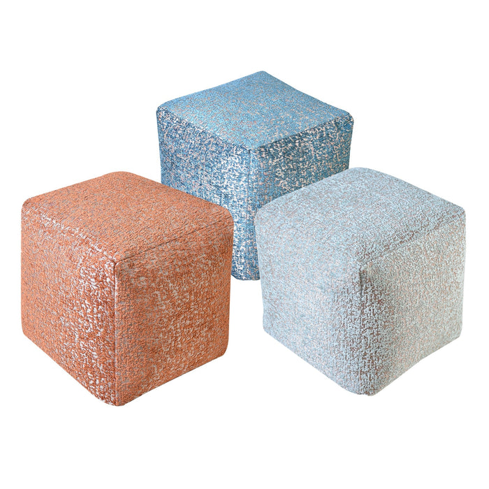 Kozani Pouf Seating in Aqua Terra Emerald Colors