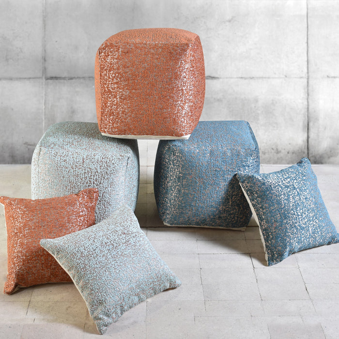 Kozani Pouf Seating in Aqua Terra Emerald Colors