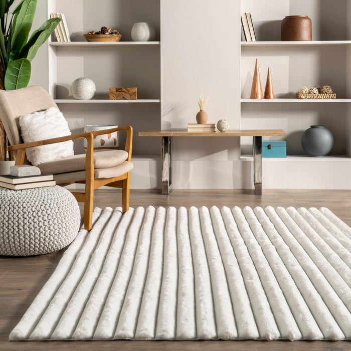 Kris Washable Off White Plush Cloud Area Rug 120x180 cm