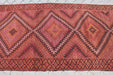 Kurdish Embroidered Kilim Rug 124cm x 368cm Vintage Design