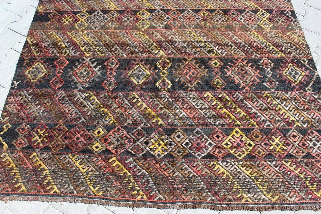 Tappeto Kilim curdo ricamato 151 cm x 318 cm Vintage