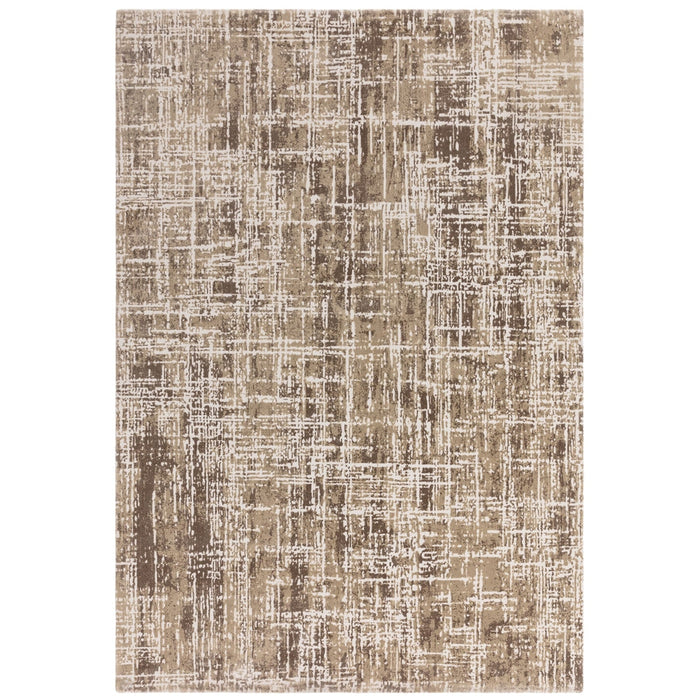 Kuza Abstract Modern Distressed Textured Soft-Touch Beige/Light Grey Rug