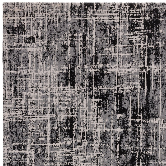 Kuza Abstract Modern Distressed Textured Soft-Touch Black /Light Grey Rug 120 x 170 cm