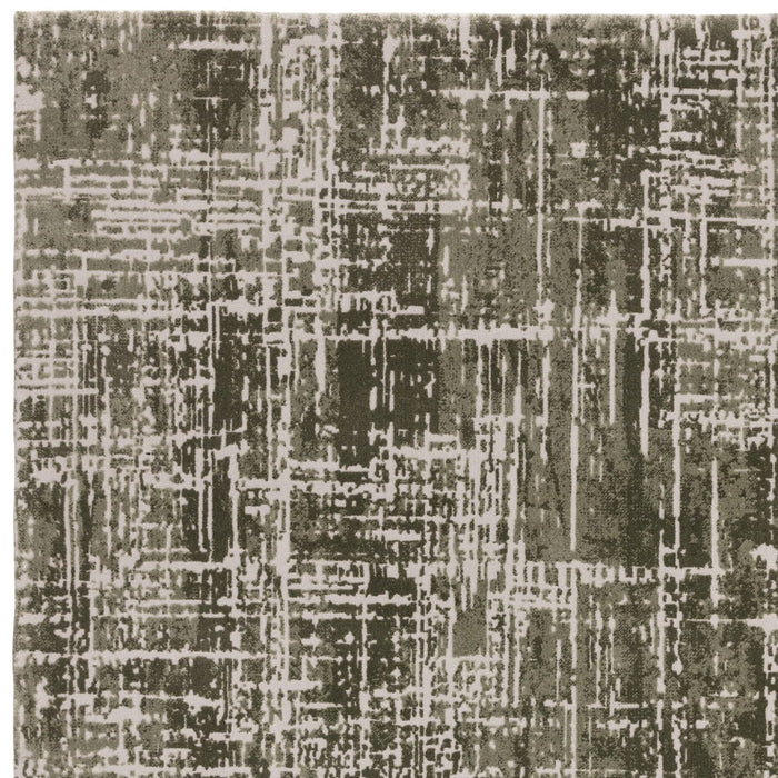 Kuza Abstract Modern Distressed Textured Soft-Touch Khaki/Light Grey Rug