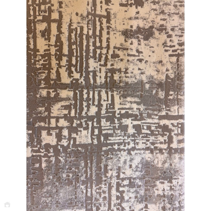 Kuza Abstract Modern Distressed Textured Soft-Touch Mid Grey/Cream/Light Grey Rug