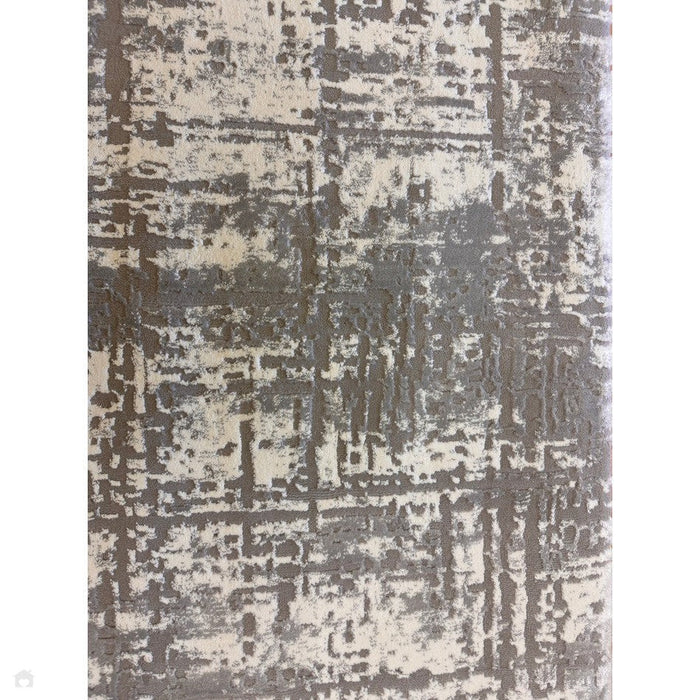 Kuza Abstract Modern Distressed Textured Soft-Touch Mid Grey/Cream/Light Grey Rug