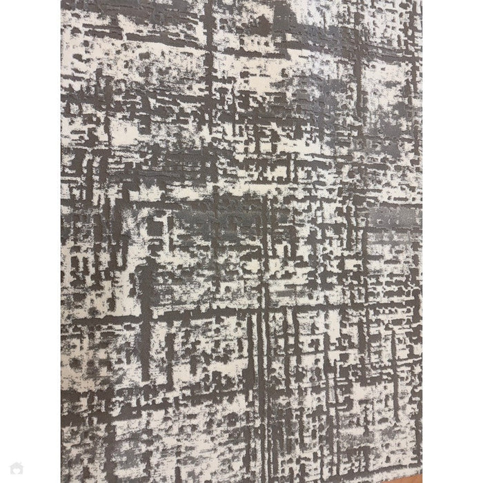 Kuza Abstract Modern Distressed Textured Soft-Touch Mid Grey/Cream/Light Grey Rug