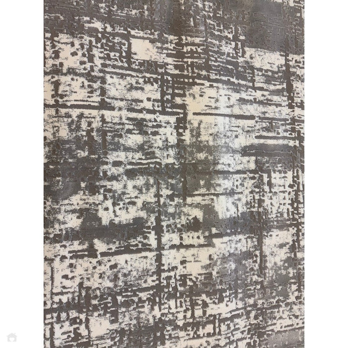 Kuza Abstract Modern Distressed Textured Soft-Touch Mid Grey/Cream/Light Grey Rug