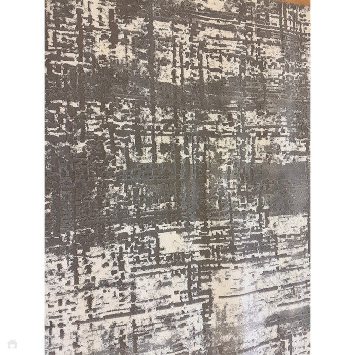 Kuza Abstract Modern Distressed Textured Soft-Touch Mid Grey/Cream/Light Grey Rug