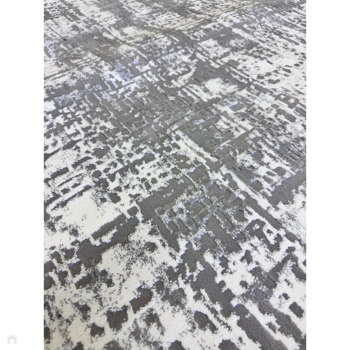 Kuza Abstract Modern Distressed Textured Soft-Touch Mid Grey/Cream/Light Grey Rug