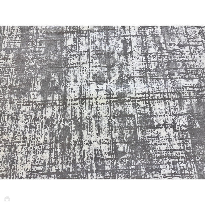 Kuza Abstract Modern Distressed Textured Soft-Touch Mid Grey/Cream/Light Grey Rug