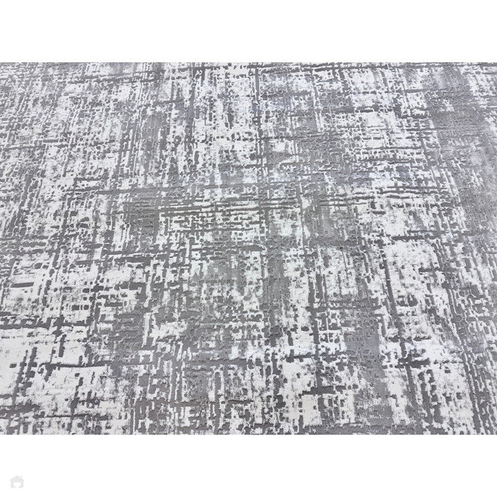 Kuza Abstract Modern Distressed Textured Soft-Touch Mid Grey/Cream/Light Grey Rug