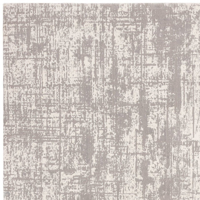 Kuza Abstract Modern Distressed Textured Soft-Touch Mid Grey/Cream/Light Grey Rug