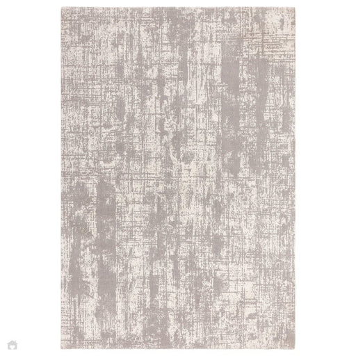 Kuza Abstract Modern Distressed Textured Soft-Touch Mid Grey/Cream/Light Grey Rug