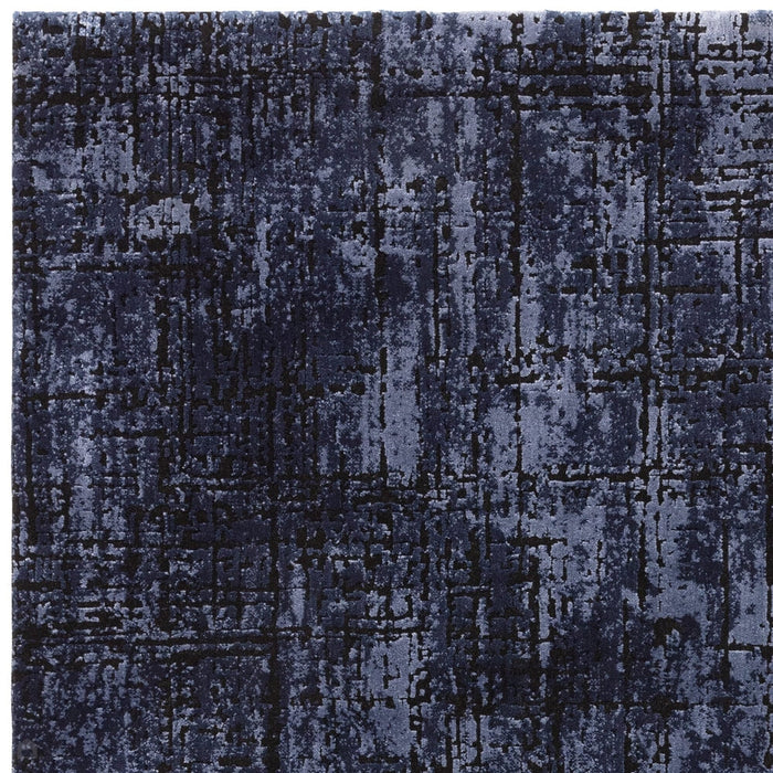 Kuza Abstract Modern Distressed Textured Soft-Touch Navy/Light Grey Rug