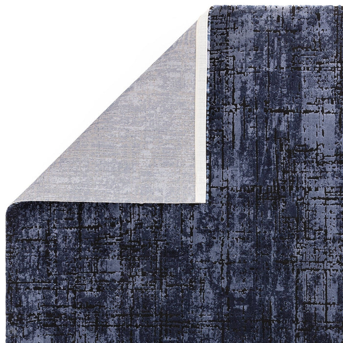 Kuza Abstract Modern Distressed Textured Soft-Touch Navy/Light Grey Rug