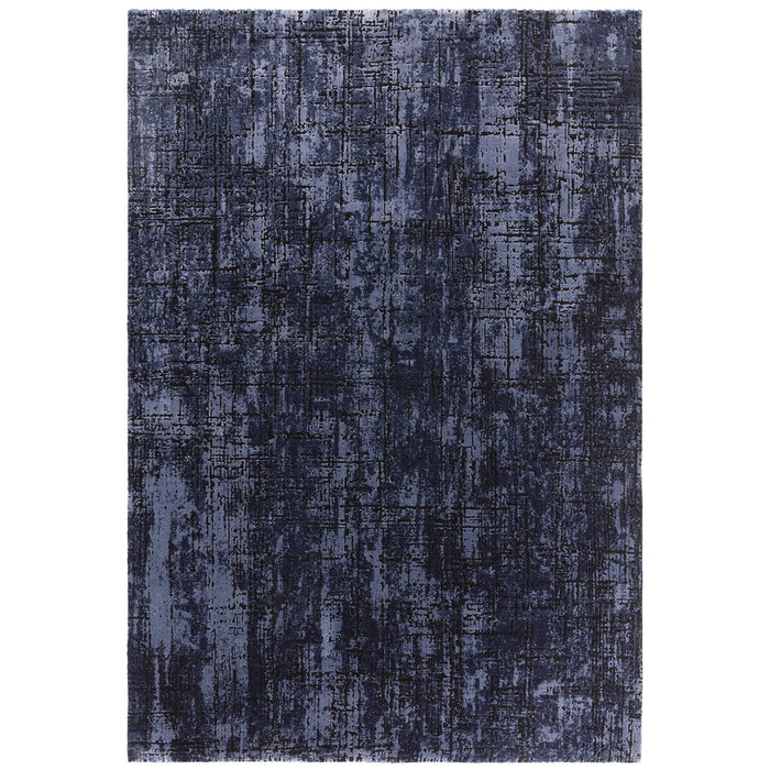 Kuza Abstract Modern Distressed Textured Soft-Touch Navy/Light Grey Rug