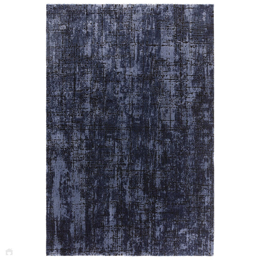 Kuza Abstract Modern Distressed Textured Soft-Touch Navy/Light Grey Rug